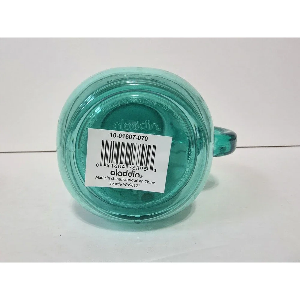 Aladdin Insulated Mason Jar Tumbler/Mug W/ Straw Green 16oz